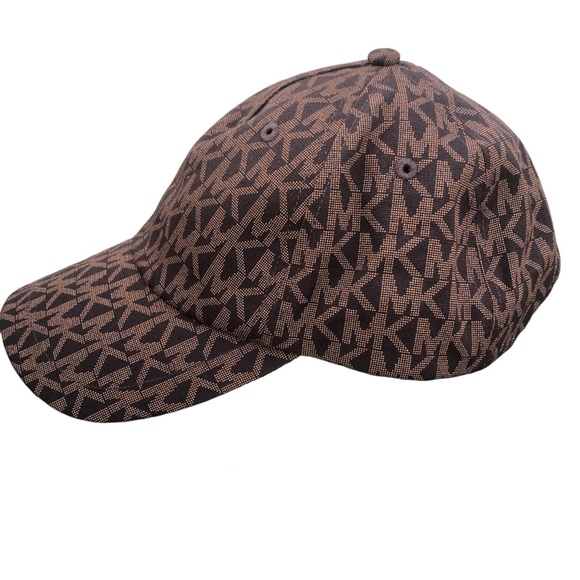 MK Michael Kors Signature Logo Print Brown Baseball Cap - Picture 2 of 9